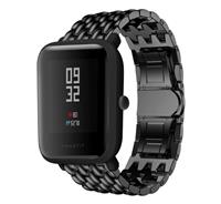Strap-it Xiaomi Amazfit Bip stalen draak band (zwart)