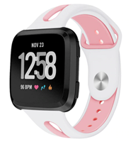 Strap-it Fitbit Versa duo sport band (wit/roze)