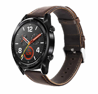 Strap-it Huawei Watch GT leren bandje (donkerbruin)