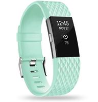 Strap-it Fitbit Charge 2 diamant silicone band (aqua)