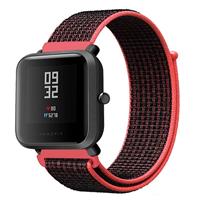 Strap-it Xiaomi Amazfit Bip nylon band (zwart/rood)