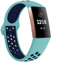 Strap-it Fitbit Charge 3 sport bandje (aqua/donkerblauw)