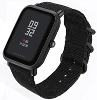 Strap-it Xiaomi Amazfit Bip nylon gesp band (zwart)