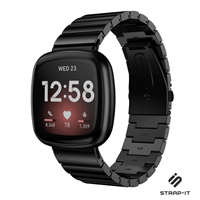 Strap-it Fitbit Versa 3 metalen bandje (zwart)
