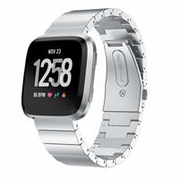Strap-it Fitbit Versa metalen bandje (zilver)