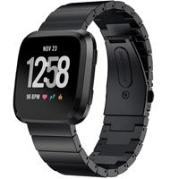 Strap-it Fitbit Versa metalen bandje (zwart)