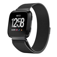 Strap-it Fitbit Versa Milanese band (zwart)