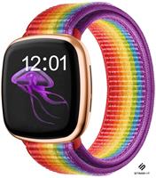 Strap-it Fitbit Versa 3 nylon bandje (regenboog)