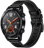 Strap-it Huawei Watch GT leren bandje (zwart)