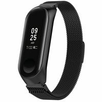 Strap-it Xiaomi Mi band 3 / 4 Milanese band (zwart)