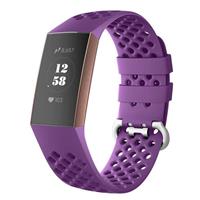 Strap-it Fitbit Charge 4 siliconen bandje met gaatjes (donkerpaars)