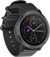 Strap-it Garmin Vivoactive 4 nylon gesp band - 45mm - zwart
