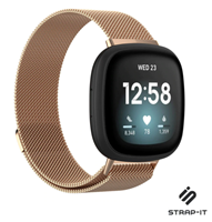 Strap-it Fitbit Sense Milanese band (rosé goud)