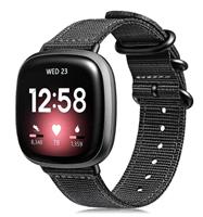 Strap-it Fitbit Sense nylon gesp band (zwart)