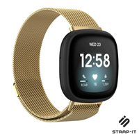Strap-it Fitbit Versa 3 Milanese band (goud)