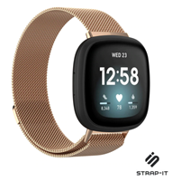 Strap-it Fitbit Versa 3 Milanese band (rosé goud)