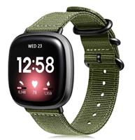 Strap-it Fitbit Versa 3 nylon gesp band (groen)