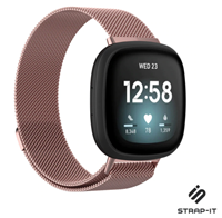 Strap-it Fitbit Sense Milanese band (roze)