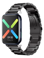 Strap-it Oppo Watch stalen band (zwart)