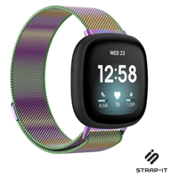 Strap-it Fitbit Sense Milanese band (regenboog)