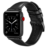 Strap-it Apple Watch SE leren bandje (zwart)