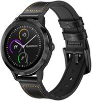 Strap-it Garmin Vivoactive 3 leren bandje (zwart)