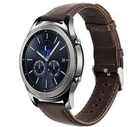 Strap-it Samsung Gear S3 leren bandje (donkerbruin)