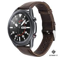 Strap-it Samsung Galaxy Watch 3 leren bandje 45mm (donkerbruin)