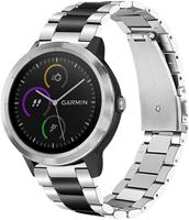 Strap-it Garmin Vivoactive 3 stalen band (zilver/zwart)