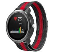 Strap-it Garmin Vivoactive 3 Milanese band (zwart/rood)