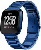 Strap-it Fitbit Versa stalen bandje (blauw)