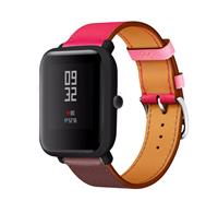 Strap-it Xiaomi Amazfit Bip leren bandje (knalroze/roodbruin)