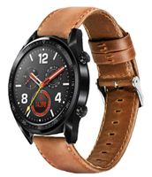 Strap-it Huawei Watch GT leren bandje (bruin)