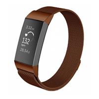 Strap-it Fitbit Charge 3 Milanese band (bruin)