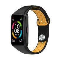 Strap-it Huawei Band 6 sport bandje (zwart/geel)