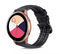 Strap-it Samsung Galaxy Watch Active siliconen / leren bandje  (zwart)