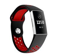 Strap-it Fitbit Charge 3 sport bandje (zwart rood)