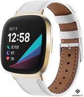 Strap-it Fitbit Sense bandje leer (wit)