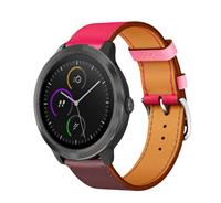 Strap-it Garmin Vivoactive 3 leren bandje (knalroze/roodbruin)