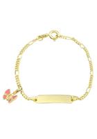ID armband voor meisjes, goud 375, vlinder