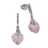 Zeeme Paar Ohrhänger »925/- Sterling Silber Zirkonia Herz pink«, hochglanzpoliert