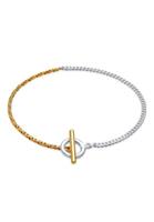 Elli dames curb ketting koord cirkel bar bi-colour in 925 sterling zilver