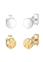 Elli Dames Oorsteker Set van 2 Gehamerd Glimmende in 925 Sterling Zilver