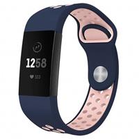 Strap-it Fitbit Charge 4 sportband (donkerblauw/roze)