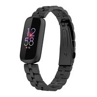Strap-it Fitbit Luxe stalen band (zwart)