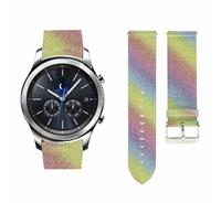 Strap-it Samsung Gear S3 leren glitter bandje (regenboog)