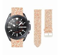 Strap-it Samsung Galaxy Watch 3 45mm leren glitter bandje (rosé goud)