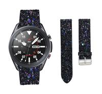 Strap-it Samsung Galaxy Watch 3 45mm leren glitter bandje (zwart)