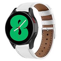 Strap-it Samsung Galaxy Watch 4 - 44mm leren bandje (wit)