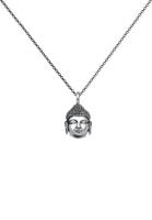 Kuzzoi Lange Kette »Herren Anhänger Buddha Kopf Oxidiert 925 Silber«